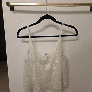 Women's Cream Sequin Top